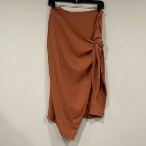 MOTF SCHEIN Wrap Front Midi Skirt Rust Color Size Large